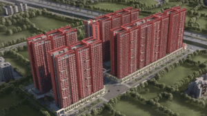 Aerial view of Mamurdi Township near Mumbai Pune Highway Pune West