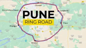Map showing Pune Ring Road connecting Mumbai Pune Highway